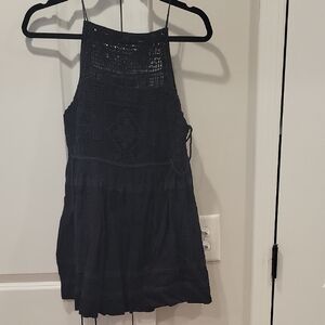 Free People Black Crochet Tunic Top